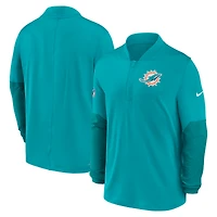 Men's Nike Aqua Miami Dolphins Sideline Dri-FIT Half-Zip Pullover