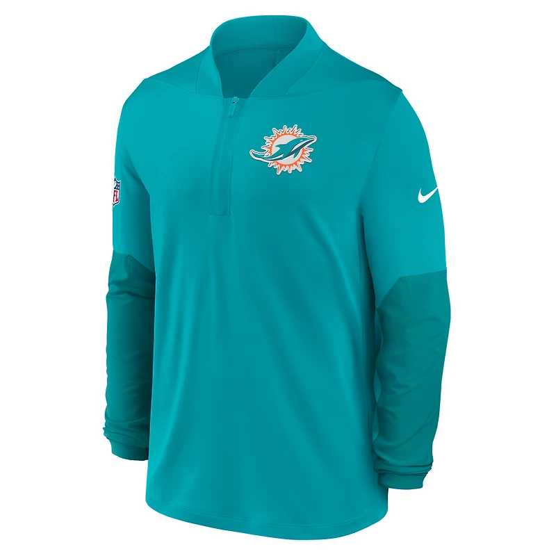 Men's Nike Aqua Miami Dolphins Sideline Dri-FIT Half-Zip Pullover