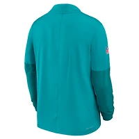 Men's Nike Aqua Miami Dolphins Sideline Dri-FIT Half-Zip Pullover
