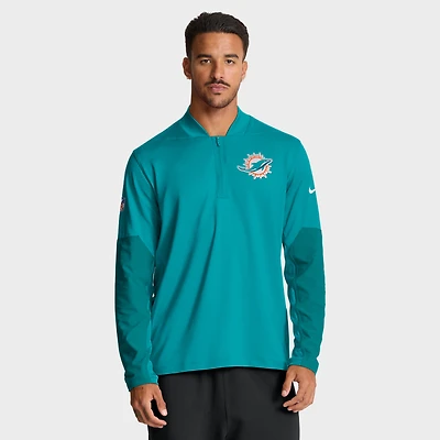 Men's Nike Aqua Miami Dolphins Sideline Dri-FIT Half-Zip Pullover