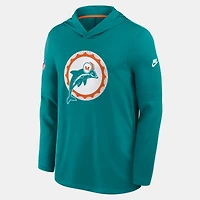 T-shirt à capuche manches longues Nike Aqua Miami Dolphins Sideline Dri-FIT pour homme