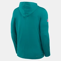 Men's Nike Aqua Miami Dolphins Sideline Dri-FIT Long Sleeve Hooded T-Shirt