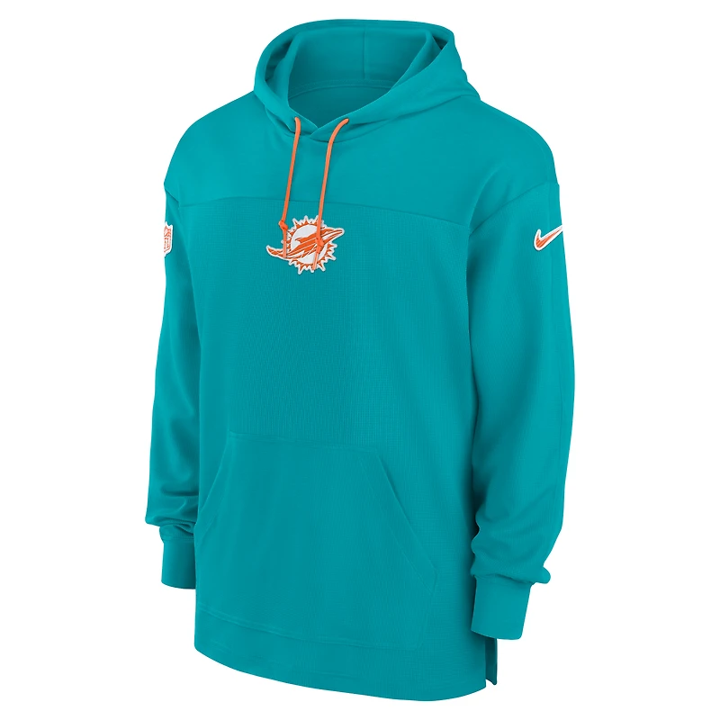 Men's Nike Aqua Miami Dolphins Sideline Jersey Performance Pullover Hoodie