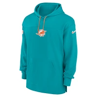 Men's Nike Aqua Miami Dolphins Sideline Jersey Performance Pullover Hoodie