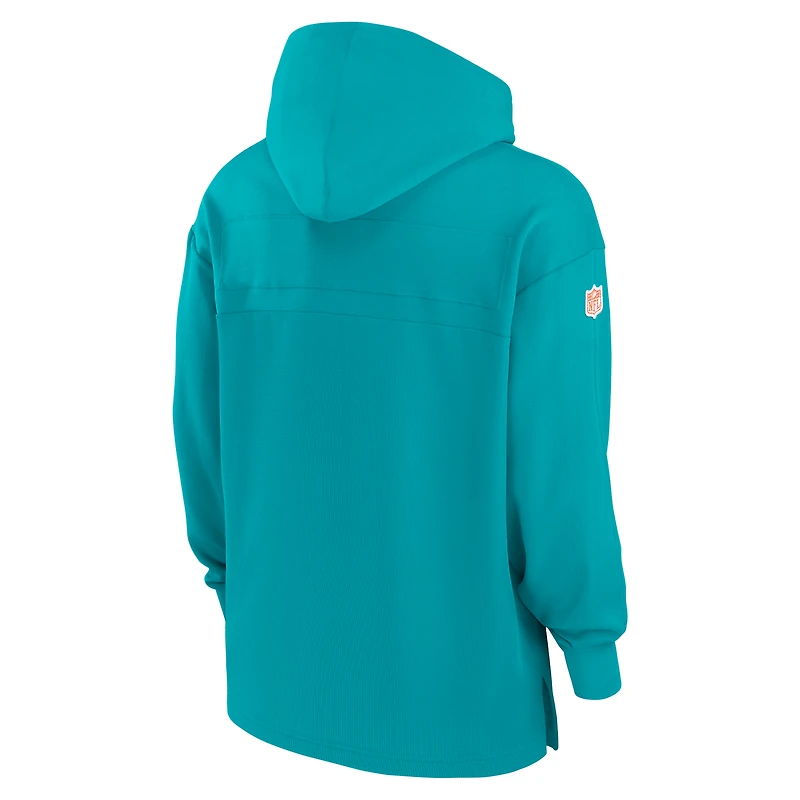 Men's Nike Aqua Miami Dolphins Sideline Jersey Performance Pullover Hoodie