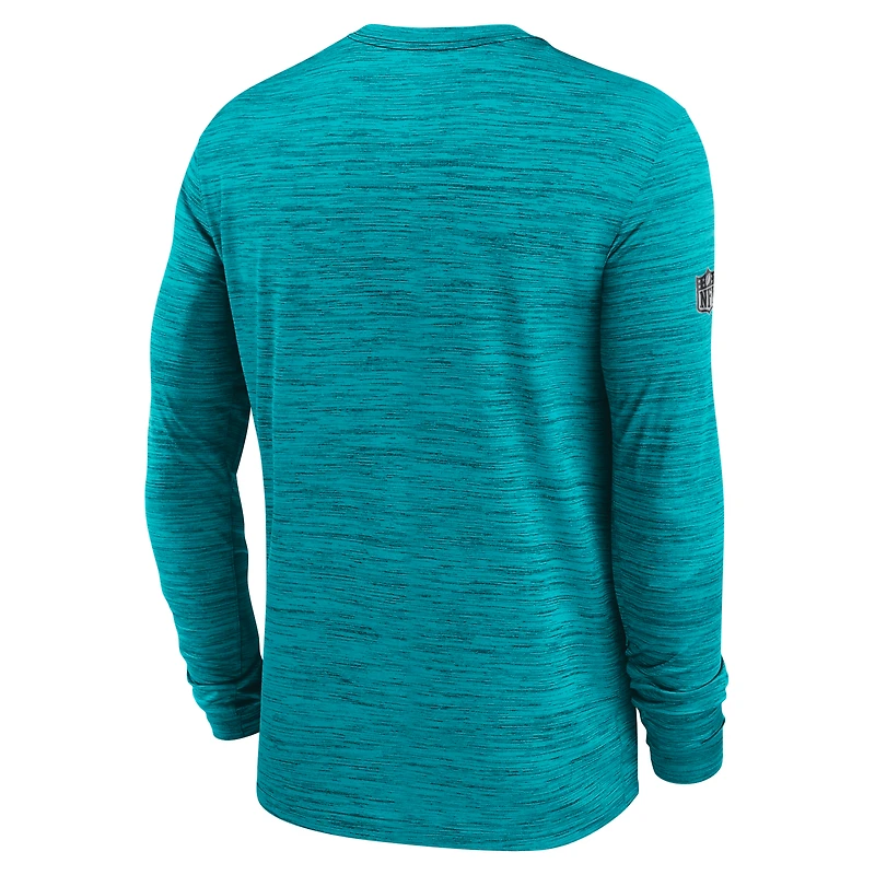 Men's Nike Aqua Miami Dolphins Sideline Offensive Transition Velocity Dri-FIT Long Sleeve T-Shirt