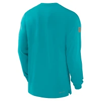 T-shirt à manches longues Nike Aqua Miami Dolphins Sideline Player Performance pour homme
