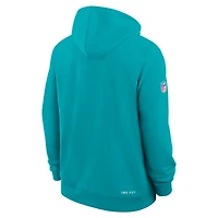 Men's Nike Aqua Miami Dolphins Sideline Standard Issue Dri-FIT Hoodie