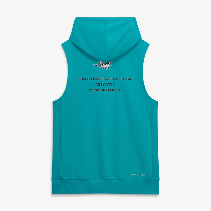Men's Nike Aqua Miami Dolphins Sideline Standard Issue Dri-FIT Sleeveless Hoodie