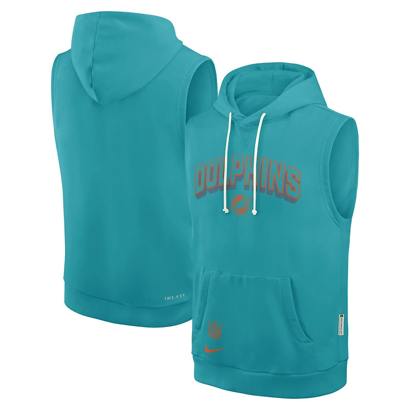 Sweat à capuche sans manches Nike Aqua Miami Dolphins Sideline Standard Issue Dri-FIT pour homme