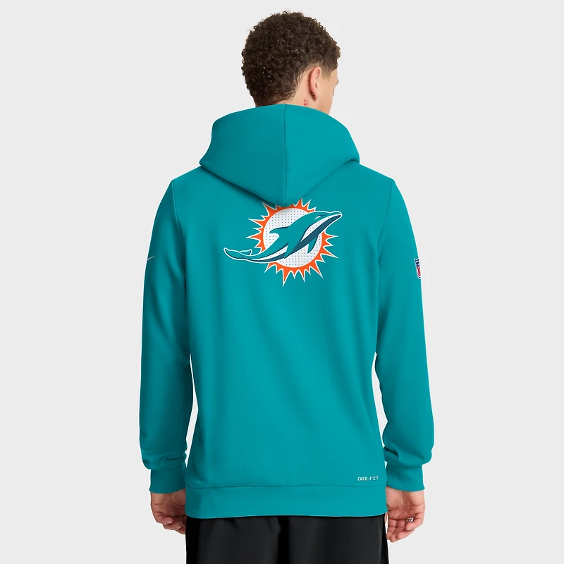 Men's Nike Aqua Miami Dolphins Sideline Standard Issue Utility Player Dri-FIT Full-Zip Hoodie