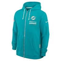 Sweat à capuche Nike Aqua Miami Dolphins Sideline Standard Issue Utility Player Dri-FIT entièrement zippé pour homme