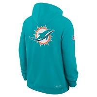 Sweat à capuche Nike Aqua Miami Dolphins Sideline Standard Issue Utility Player Dri-FIT entièrement zippé pour homme