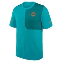 T-shirt d'entraîneur Nike Aqua Miami Dolphins Sideline UV Dri-Fit pour homme