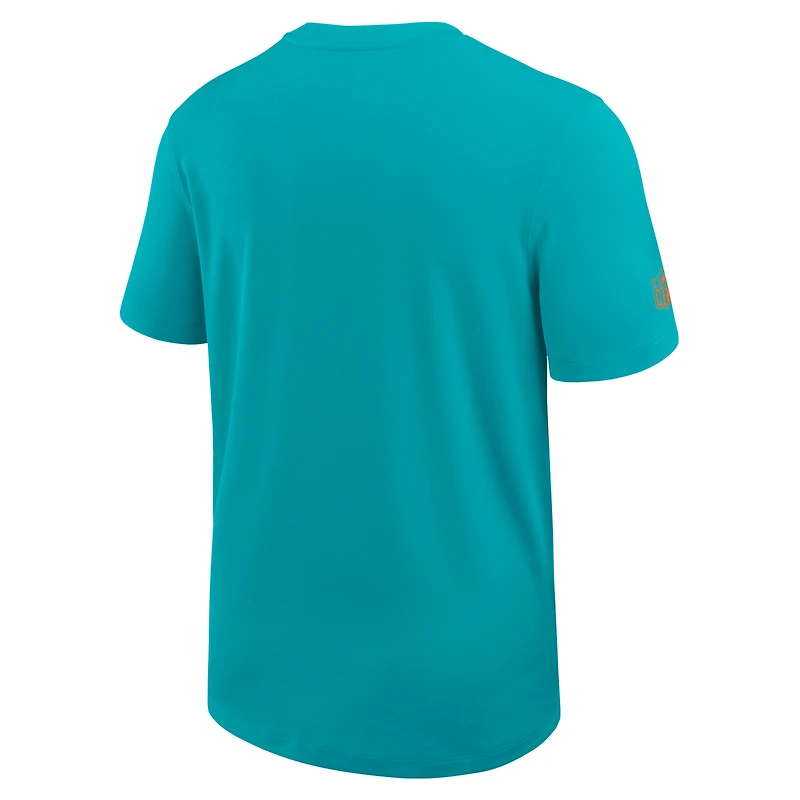 T-shirt d'entraîneur Nike Aqua Miami Dolphins Sideline UV Dri-Fit pour homme