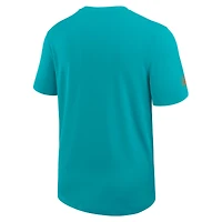 T-shirt d'entraîneur Nike Aqua Miami Dolphins Sideline UV Dri-Fit pour homme