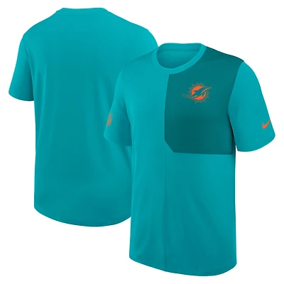 T-shirt d'entraîneur Nike Aqua Miami Dolphins Sideline UV Dri-Fit pour homme