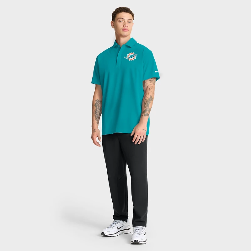 Men's Nike Aqua Miami Dolphins Sideline Woven Dri-FIT Polo