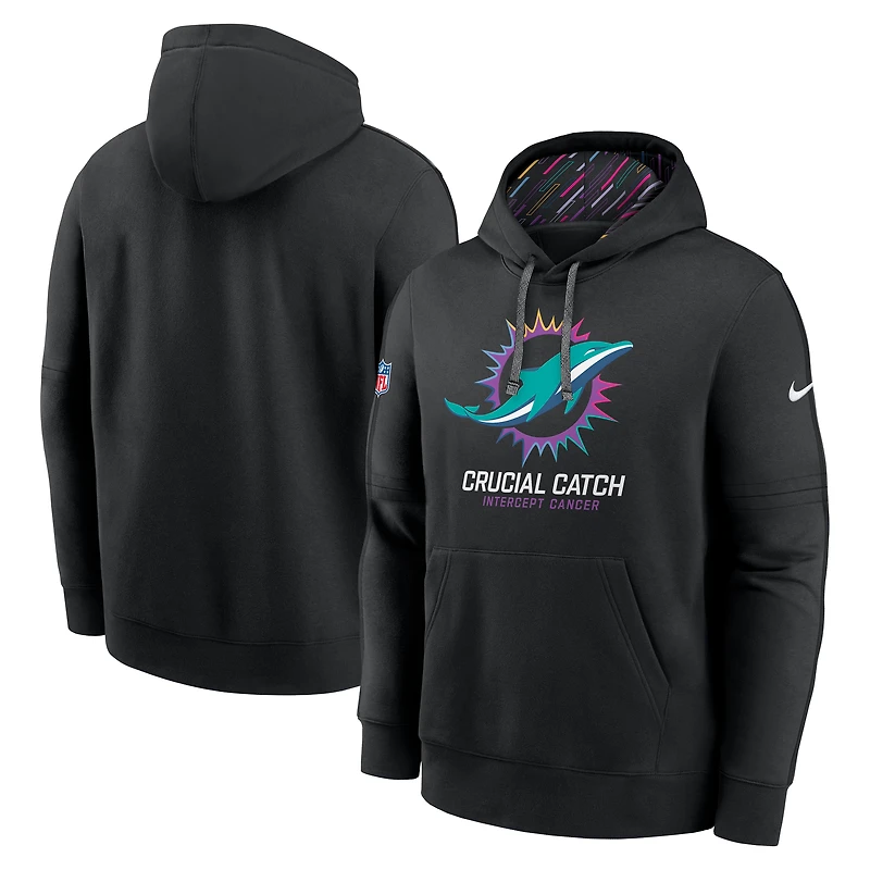 Sweat à capuche Nike noir Miami Dolphins 2024 NFL Crucial Catch Club pour homme