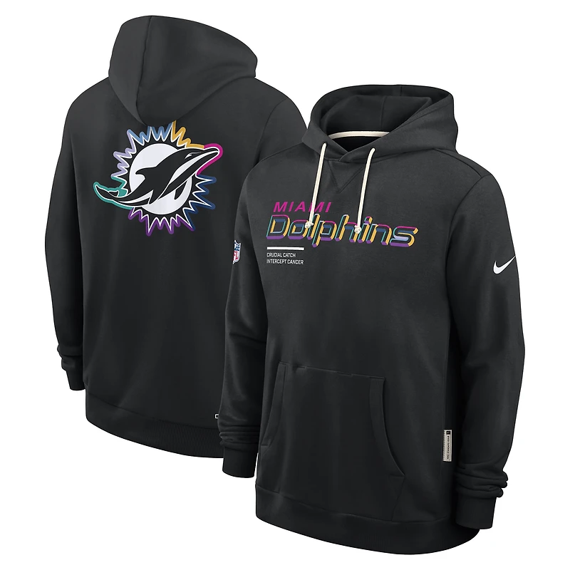 Men's Nike Black Miami Dolphins 2025 NFL Crucial Catch Sideline Standard Issue Dri-FIT Hoodie