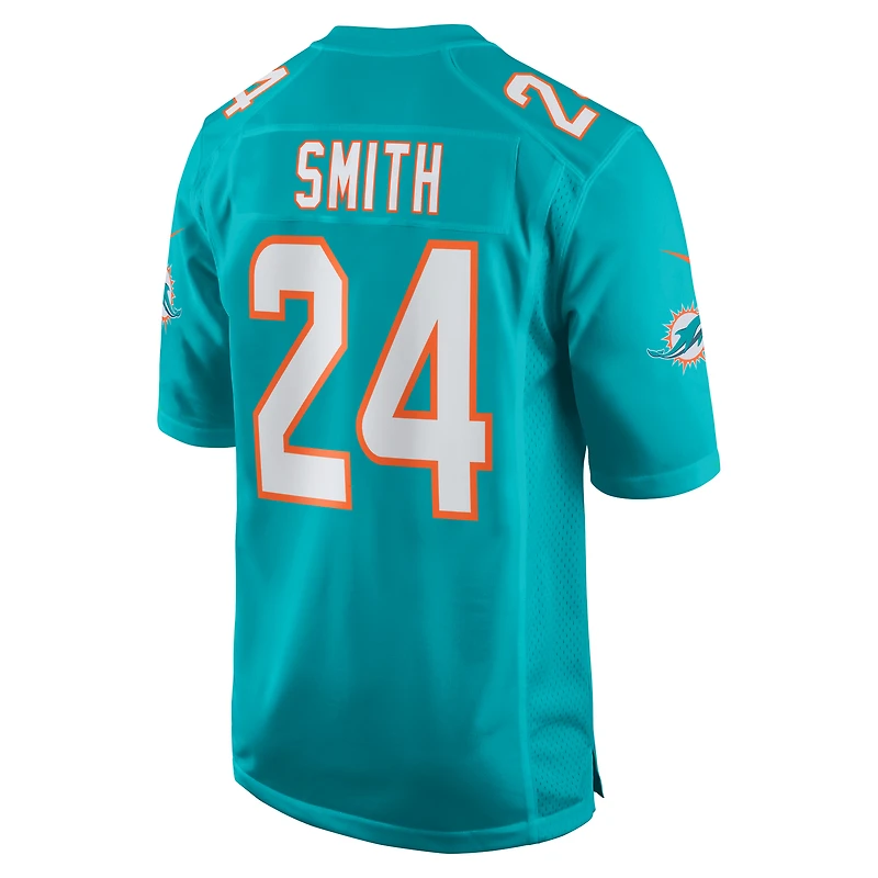 Maillot de match Nike Cam Smith Aqua Miami Dolphins pour homme