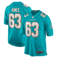 Maillot de match l'équipe Nike Chasen Hines Aqua Miami Dolphins pour hommes