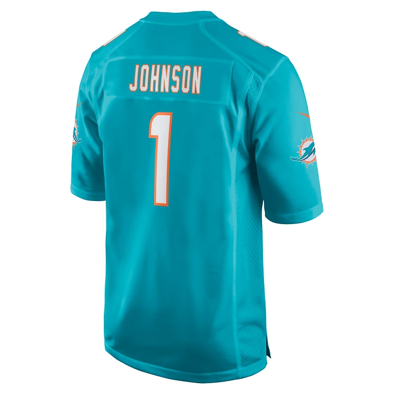 Men's Nike Chris Johnson Aqua Miami Dolphins 2026 NFL Draft First Round Pick No. 27 Team Game Jersey