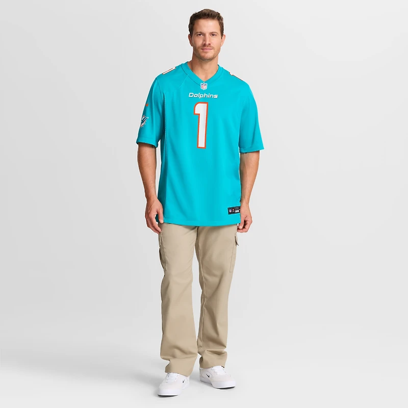 Men's Nike Chris Johnson Aqua Miami Dolphins 2026 NFL Draft First Round Pick No. 27 Team Game Jersey
