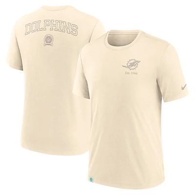 Men's Nike Cream Miami Dolphins Glory Tri-Blend T-Shirt