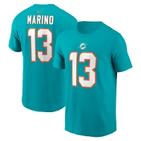 Men's Nike Dan Marino Aqua Miami Dolphins Retired Name & Number T-Shirt