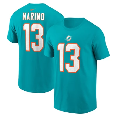 Men's Nike Dan Marino Aqua Miami Dolphins Retired Name & Number T-Shirt