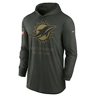 T-shirt à capuche Nike Dri-FIT vert forêt Miami Dolphins 2025 Salute to Service Sideline pour homme