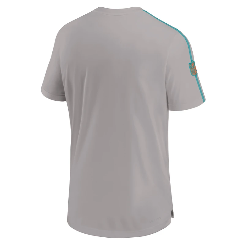 T-shirt Nike gris Miami Dolphins 2024 Sideline Coach UV Performance pour homme