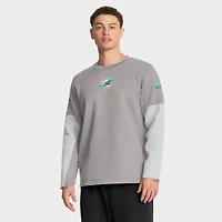 T-shirt Nike gris à manches longues Therma-FIT pour homme, motif coach des Dolphins de Miami