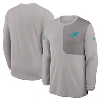 Men's Nike Gray Miami Dolphins Sideline Coach UV Dri-FIT Long Sleeve Shirt