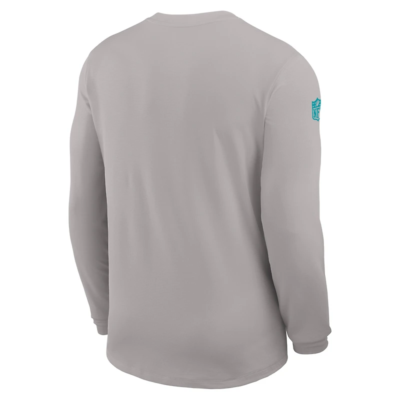 Men's Nike Gray Miami Dolphins Sideline Coach UV Dri-FIT Long Sleeve Shirt