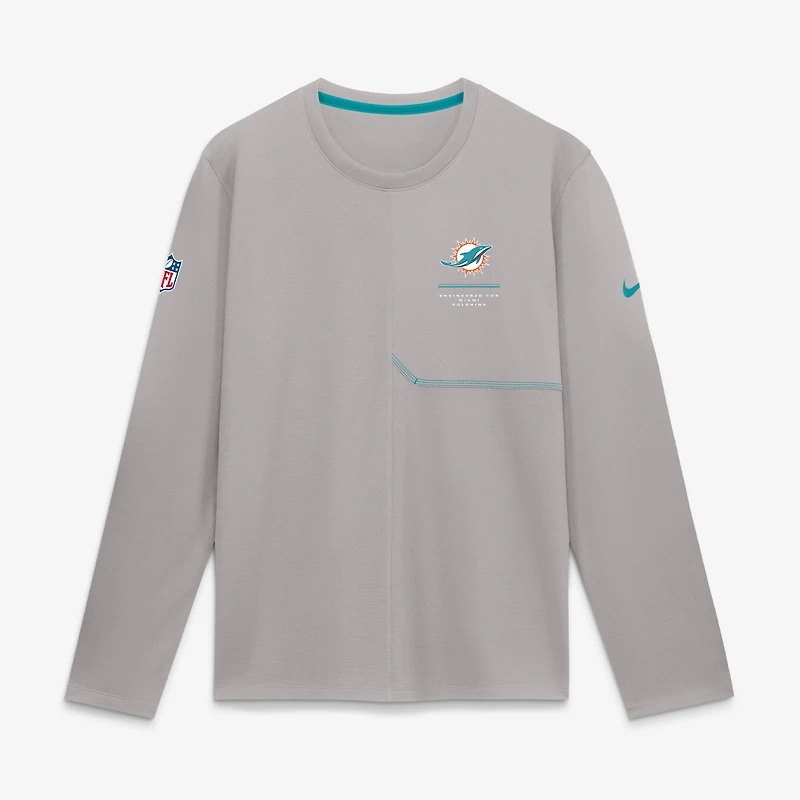 Men's Nike  Gray Miami Dolphins Sideline Coaches UV Dri-FIT Long Sleeve Shirt