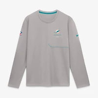 Men's Nike  Gray Miami Dolphins Sideline Coaches UV Dri-FIT Long Sleeve Shirt