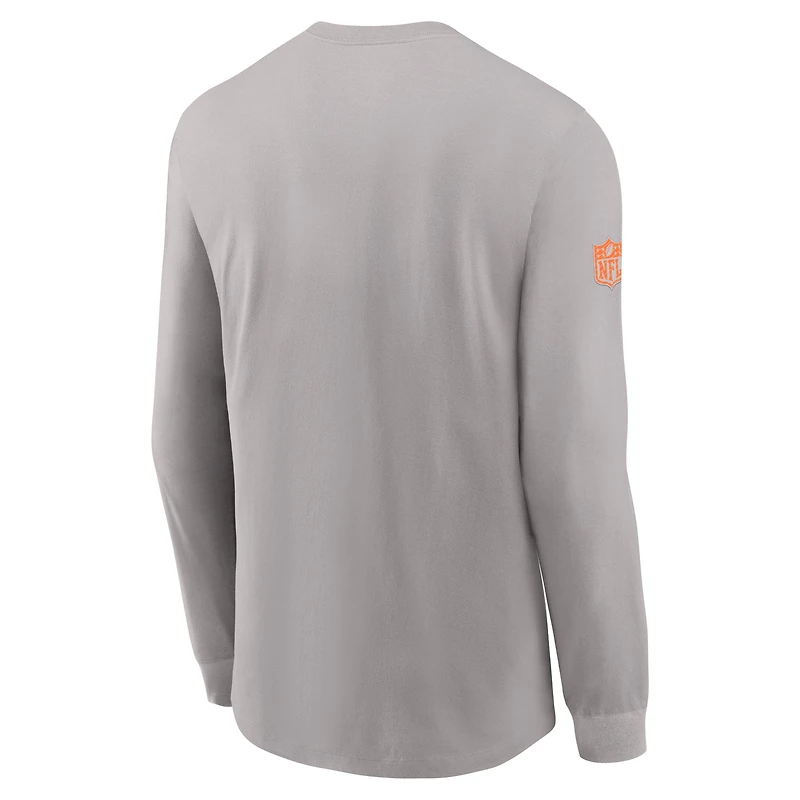 Men's Nike Gray Miami Dolphins Sideline Dri-FIT Long Sleeve T-Shirt