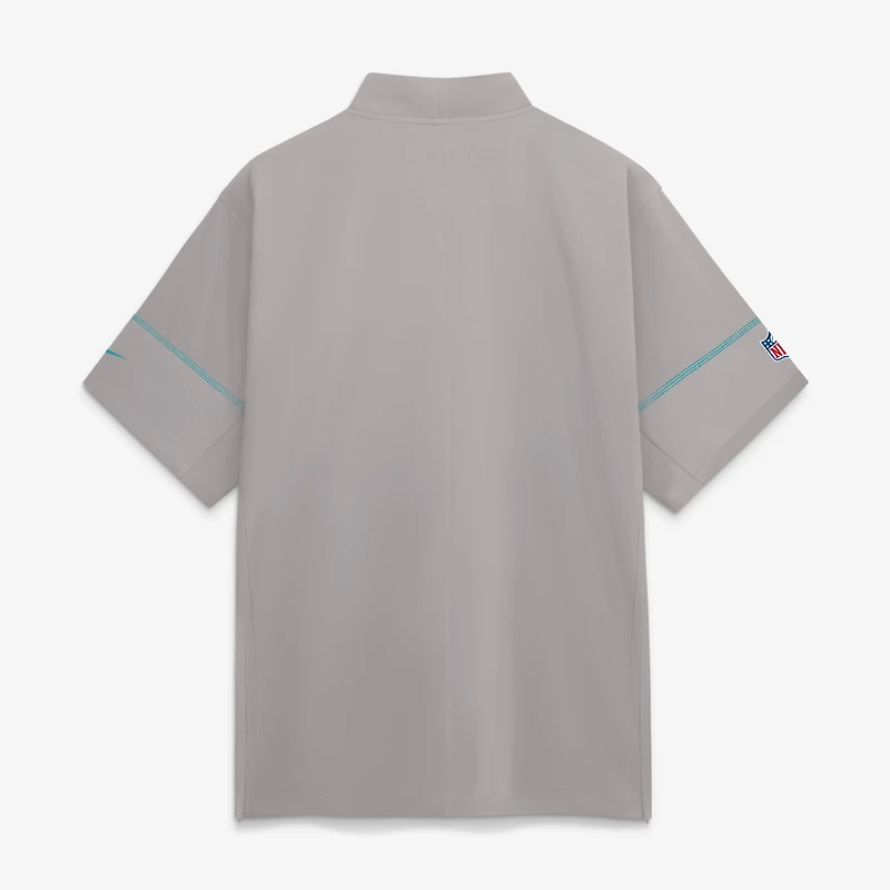 Veste d'entraîneur Nike grise Miami Dolphins Sideline à manches courtes et fermeture éclair au quart pour homme