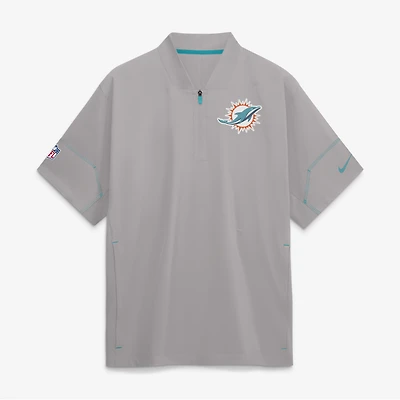 Men's Nike Gray Miami Dolphins Sideline Short Sleeve Quarter-Zip Coaches Jacket
