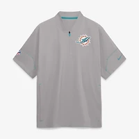 Men's Nike Gray Miami Dolphins Sideline Short Sleeve Quarter-Zip Coaches Jacket