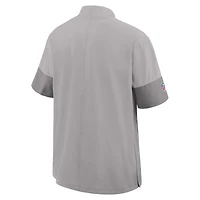 Veste d'entraîneur Nike Dri-FIT à manches courtes et fermeture éclair quart de tour, grise, Miami Dolphins, pour homme