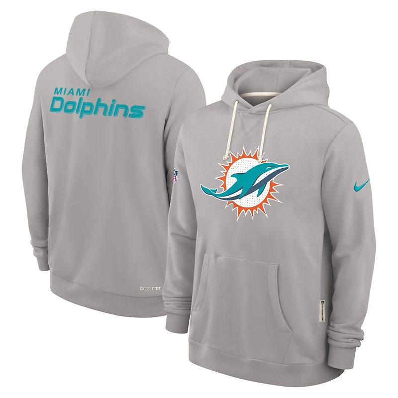 Men's Nike Gray Miami Dolphins Sideline Standard Issue Initial Home Dri-FIT Hoodie