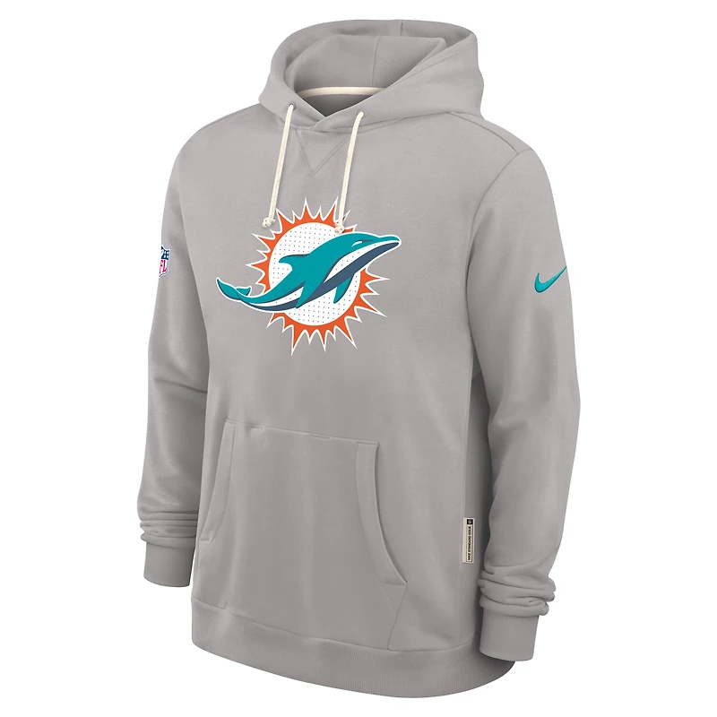 Men's Nike Gray Miami Dolphins Sideline Standard Issue Initial Home Dri-FIT Hoodie