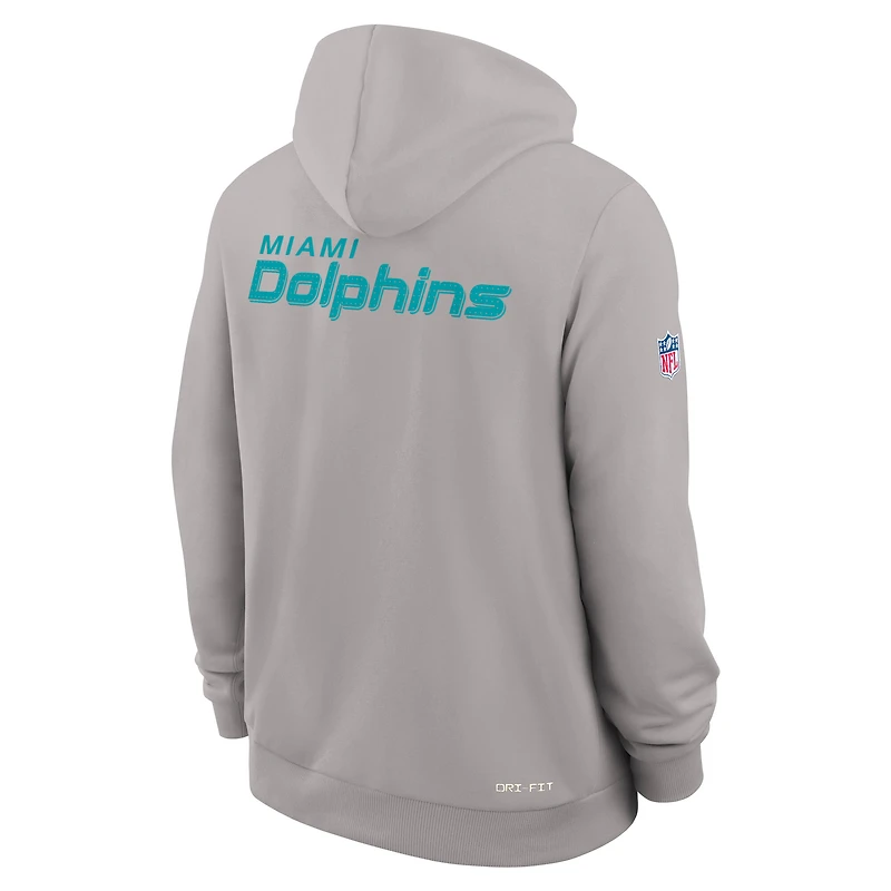 Men's Nike Gray Miami Dolphins Sideline Standard Issue Initial Home Dri-FIT Hoodie