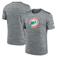 T-shirt Nike gris Miami Dolphins Sideline Velocity Throwback Logo Dri-FIT pour homme
