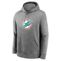 Sweat à capuche Nike gris chiné avec logo du club Miami Dolphins pour homme