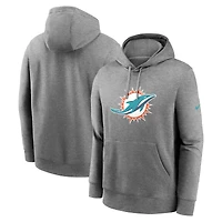 Sweat à capuche Nike gris chiné avec logo du club Primetime des Dolphins de Miami pour homme