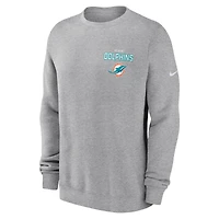 Men's Nike Heather Gray Miami Dolphins Primetime Club Fleece Pullover Sweatshirt